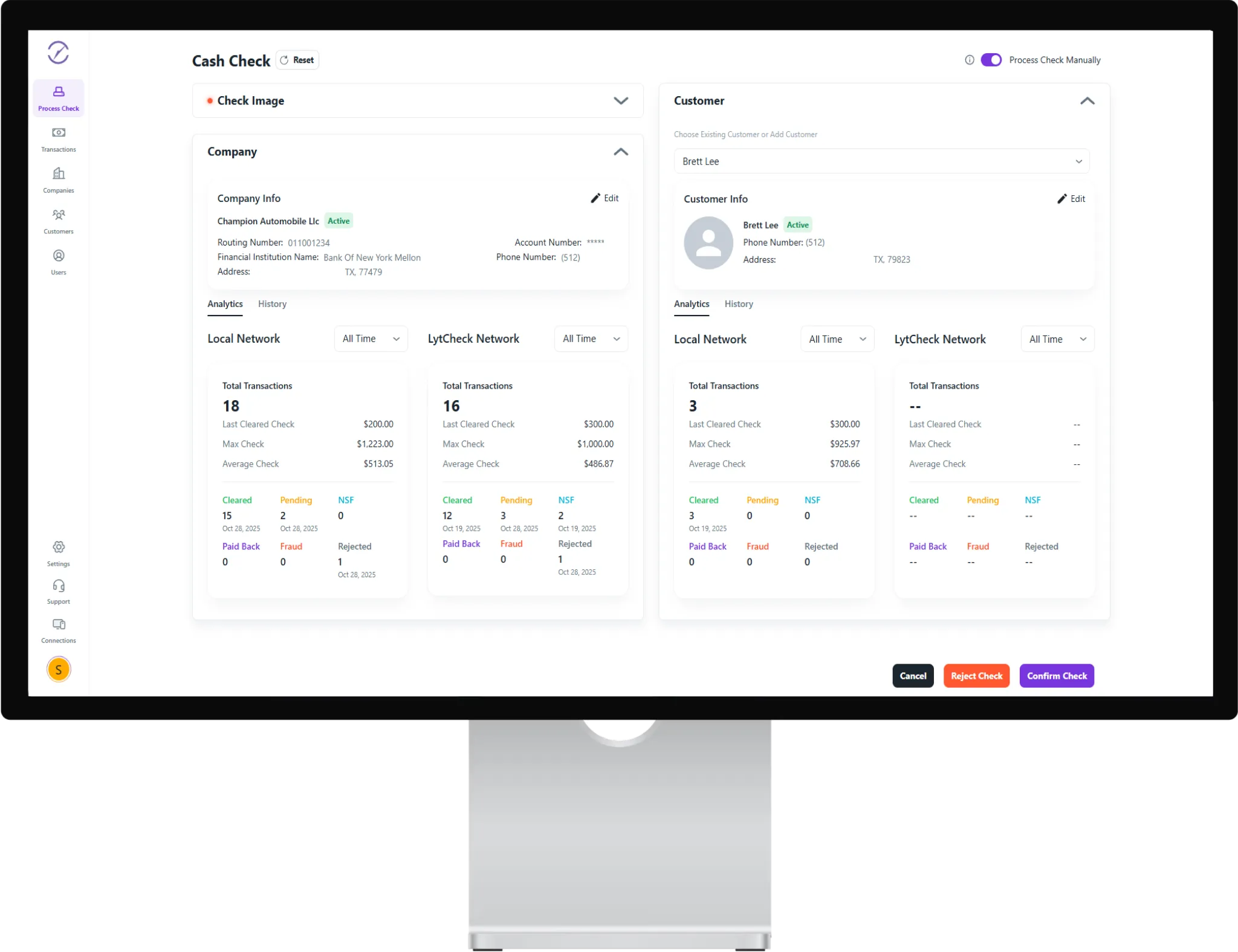 LytCheck dashboard interface